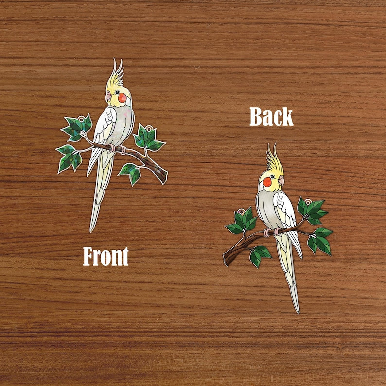 Hologramm Acryl Suncatcher Nymphensittich Vogel Fenster Deko 3 mm