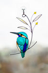 Buntglas Fensterbehang Eisvogel für Papa | Farbenfrohes Vogel Geschenk