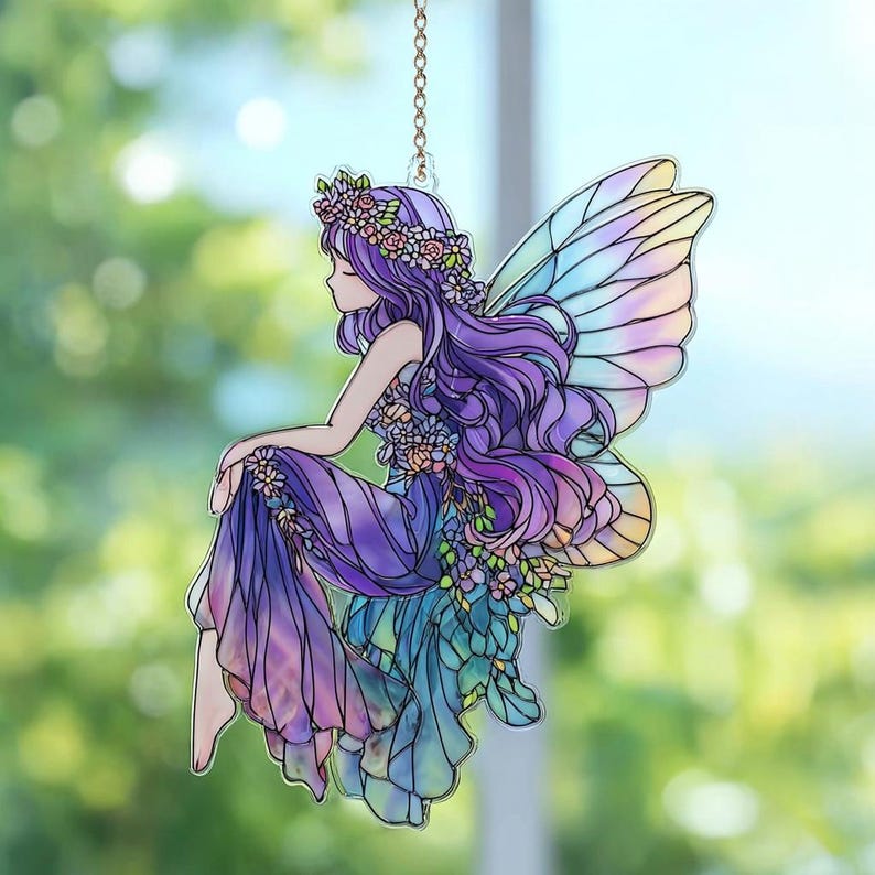 Acryl Suncatcher Fensterbild Wohnkultur Fee Geschenk