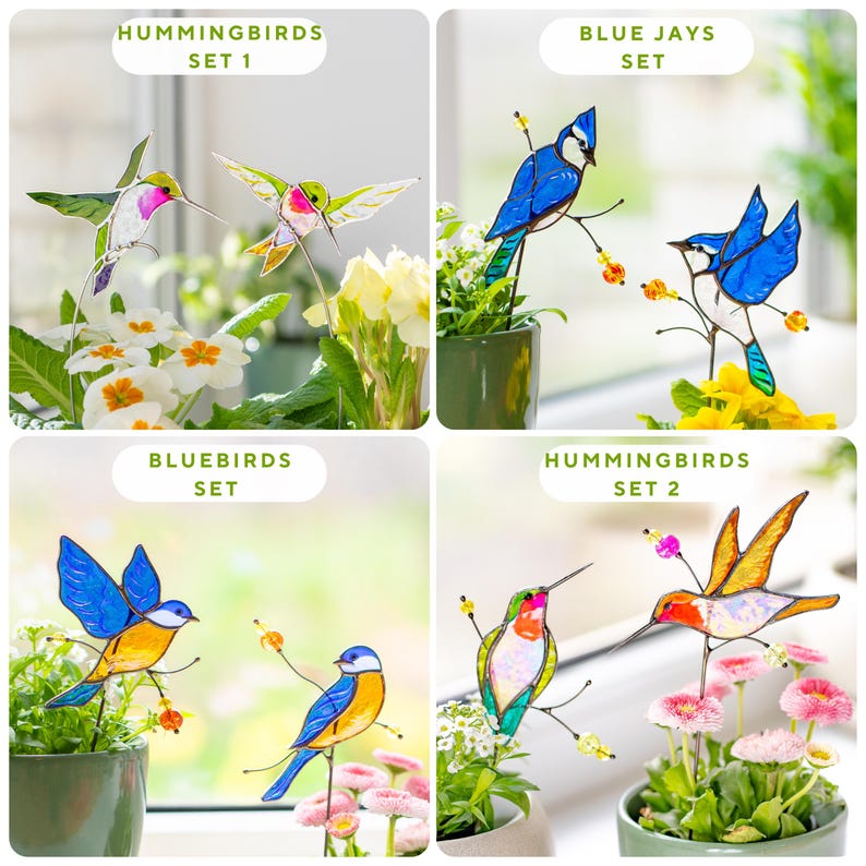 Handbemalter roter Glasvogel für Pflanzenarrangement und Wohnkultur