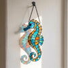 Seepferdchen Glasmalerei Suncatcher, Ozean Fensterbehang, Küstenglas Wanddekoration, Strandhaus Dekor, 4-12 Zoll