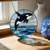 Runder Orca Sonnenfänger aus Glas – Fensterschmuck, Ozean Deko, Küsten & Nautische Dekoration