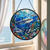 Hai Glasmalerei Suncatcher, Runder Fensterbehang Küstendekor, Ocean Strandhaus Wandkunst, Nautisches Meeresleben Geschenk